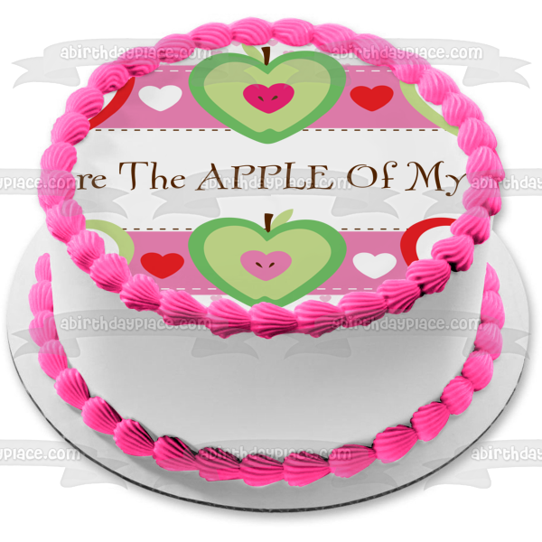 Eres la niña de mis ojos Imagen de decoración comestible para tarta con corazones de manzana ABPID13074 