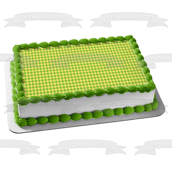 Imagen comestible para decoración de tarta con patrón de rombos verdes y amarillos ABPID13078 