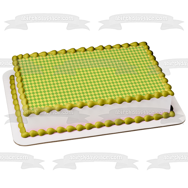 Imagen comestible para decoración de tarta con patrón de rombos verdes y amarillos ABPID13078 