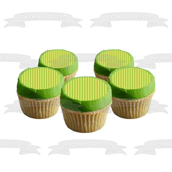 Imagen comestible para decoración de tarta con patrón de rombos verdes y amarillos ABPID13078 