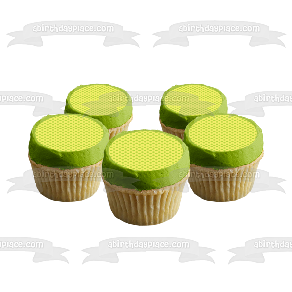 Yellow Background Green Polka Dots Pattern Edible Cake Topper Image ABPID13086