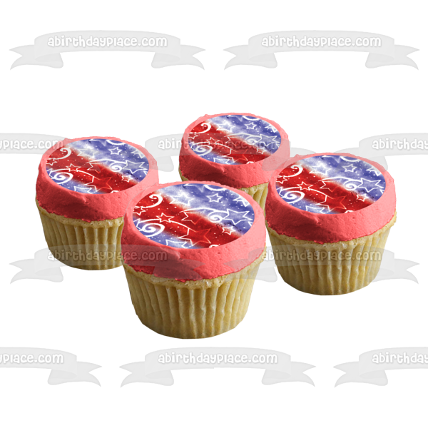 Stars and Stripes Red White Stars Blue Background Edible Cake Topper I – A  Birthday Place