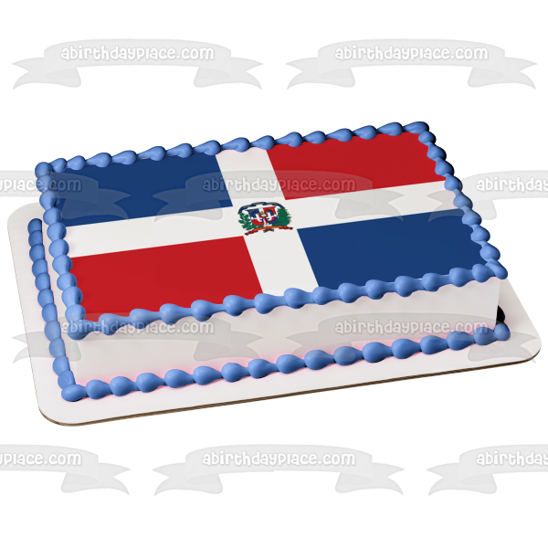 Flag of the Dominican Republic Liberty Salvation Blood of Heros Edible Cake Topper Image ABPID13091