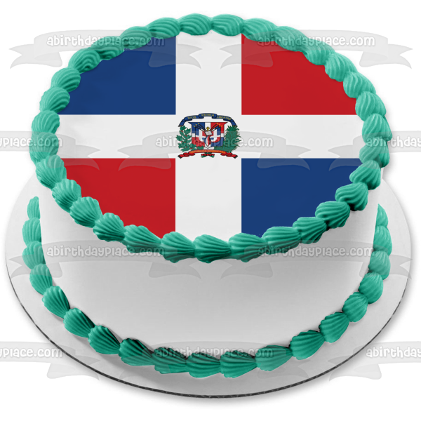 Flag of the Dominican Republic Liberty Salvation Blood of Heros Edible Cake Topper Image ABPID13091