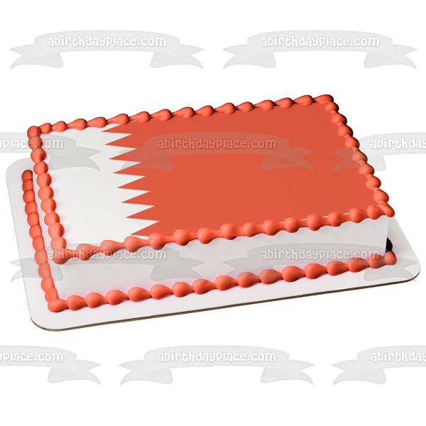 Imagen de decoración comestible para tarta comestible con bandera de Bahrein, color blanco y rojo, ABPID13100 