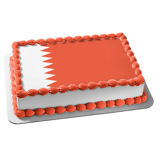 Imagen de decoración comestible para tarta comestible con bandera de Bahrein, color blanco y rojo, ABPID13100 