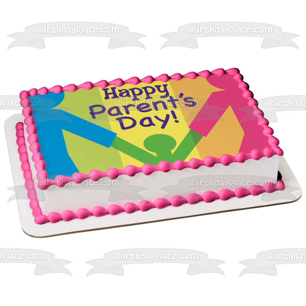 Feliz día de los padres, mamá, papá, niño, decoración comestible para tarta, imagen ABPID13224 