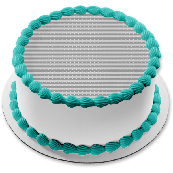 Striped Light Blue and Dark Blue White Polka Dots Edible Cake Topper Image ABPID13227