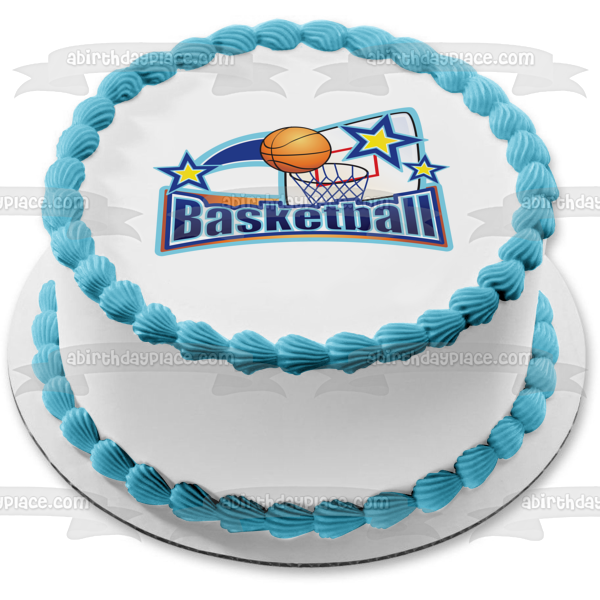 Sports Basketball Stars Basketball Hoop Backboard Edible Cake Topper Image ABPID13113