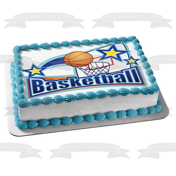 Sports Basketball Stars Basketball Hoop Backboard Edible Cake Topper Image ABPID13113