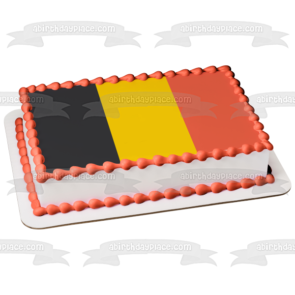 Flag of Belgium Black Yellow Red Vertical Stripes Edible Cake Topper Image ABPID13238