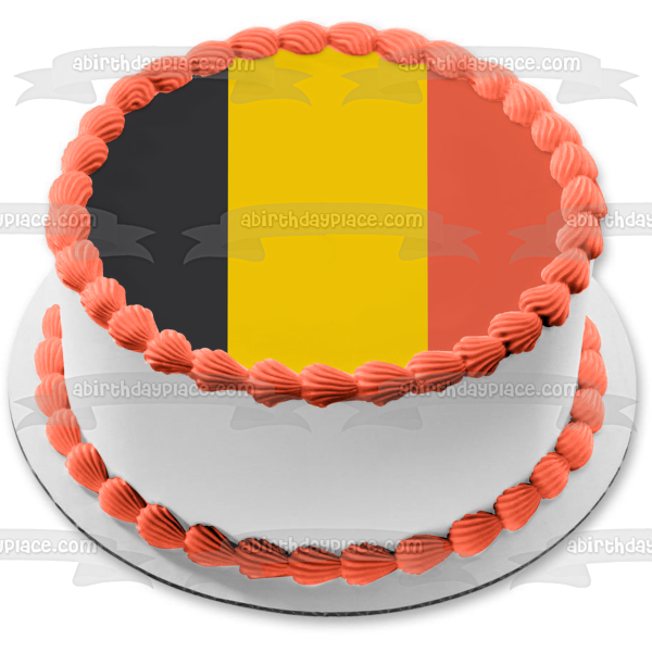 Flag of Belgium Black Yellow Red Vertical Stripes Edible Cake Topper Image ABPID13238