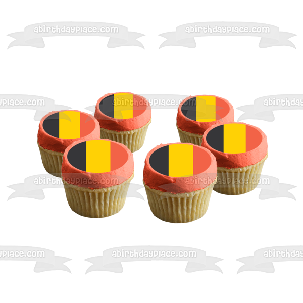 Flag of Belgium Black Yellow Red Vertical Stripes Edible Cake Topper Image ABPID13238