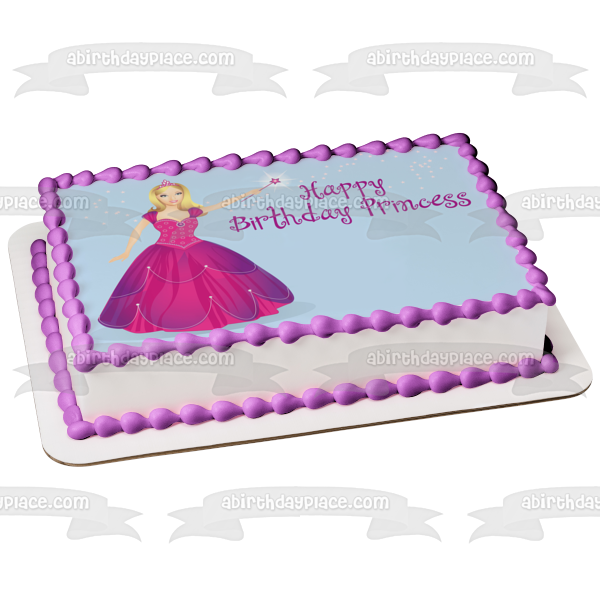 Feliz cumpleaños princesa muñeca vestido de fiesta comestible decoración para tarta imagen ABPID13240 