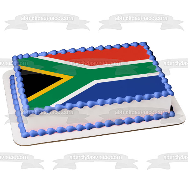 Flag of South Africa Black Red Green White Blue Edible Cake Topper Image ABPID13121