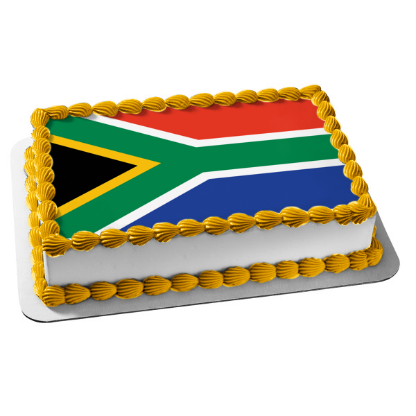 Flag of South Africa Black Red Green White Blue Edible Cake Topper Image ABPID13121