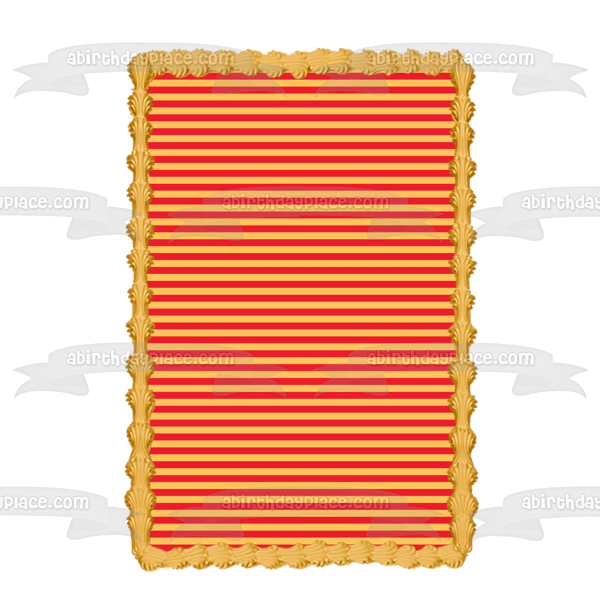 Adorno comestible para tarta con estampado de rayas rojas y naranjas, imagen ABPID13246 