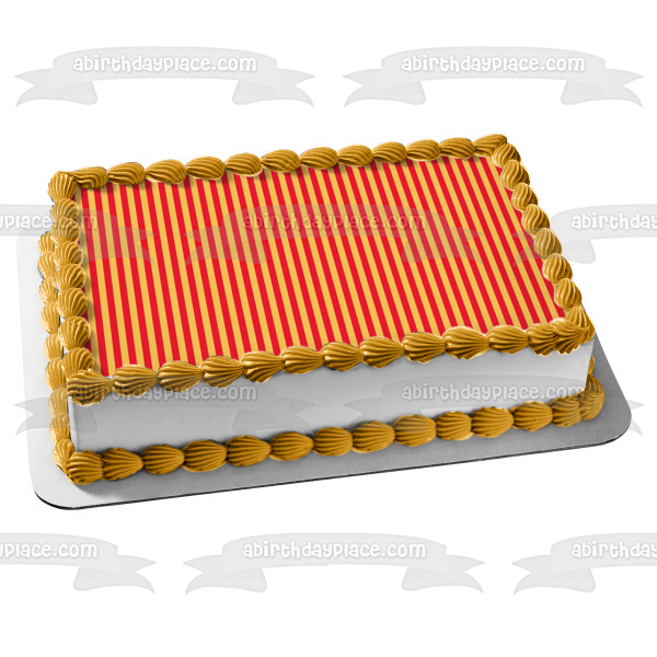 Adorno comestible para tarta con estampado de rayas rojas y naranjas, imagen ABPID13246 