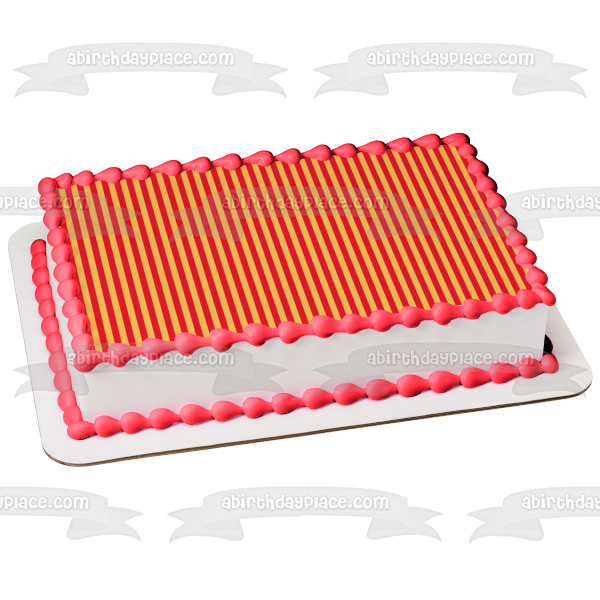 Adorno comestible para tarta con estampado de rayas rojas y naranjas, imagen ABPID13246 