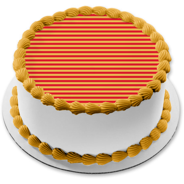 Adorno comestible para tarta con estampado de rayas rojas y naranjas, imagen ABPID13246 