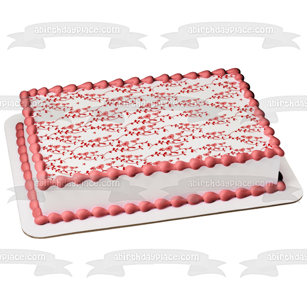 Adorno comestible para tarta con corazones de vides rojas, imagen ABPID13131 