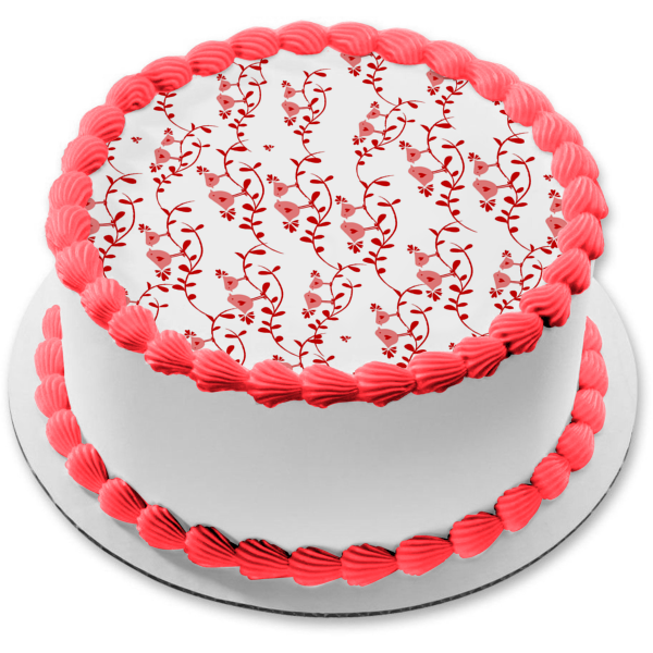 Adorno comestible para tarta con corazones de vides rojas, imagen ABPID13131 