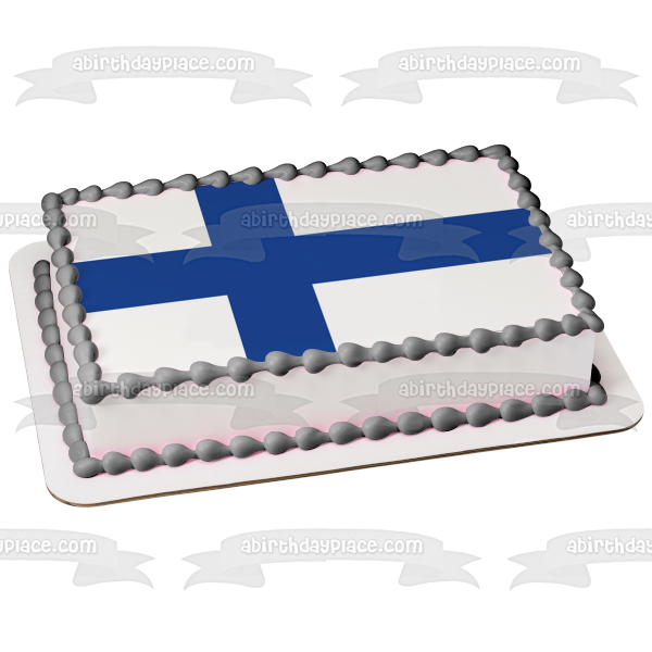 Flag of Finland White Background Blue Nordic Cross Edible Cake Topper Image ABPID13145