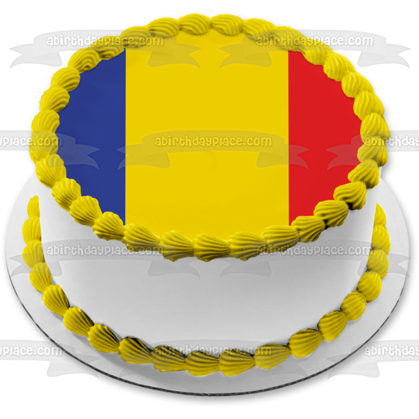 Civil Flag of Andorra Blue Yellow Red Edible Cake Topper Image ABPID13146