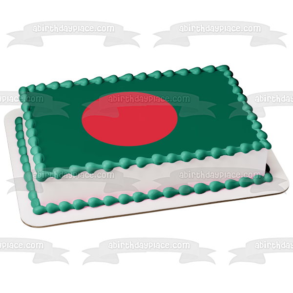 Flag of Bangladesh Red Green Edible Cake Topper Image ABPID13272