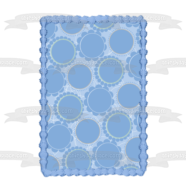 Blue Circle Flowers Blue Background Edible Cake Topper Image ABPID13156