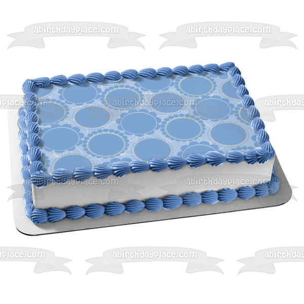 Blue Circle Flowers Blue Background Edible Cake Topper Image ABPID13156