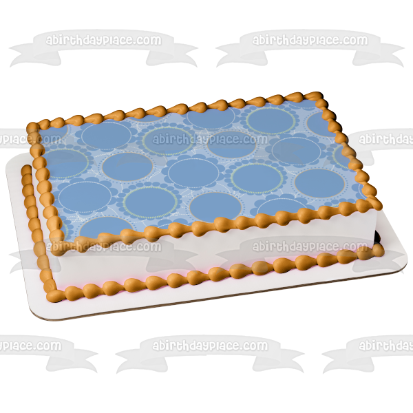 Blue Circle Flowers Blue Background Edible Cake Topper Image ABPID13156