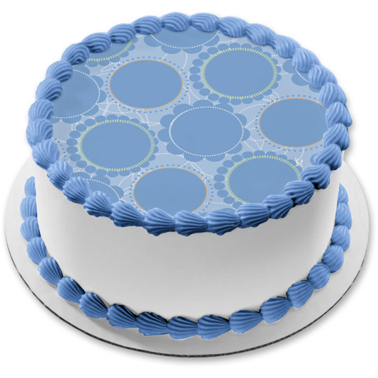 Blue Circle Flowers Blue Background Edible Cake Topper Image ABPID13156