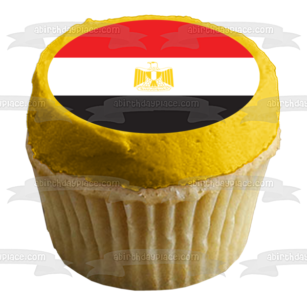 Flag of Egypt Red White Black Horizontal Stripes Egyptian Eagle of Saladin Edible Cake Topper Image ABPID13274