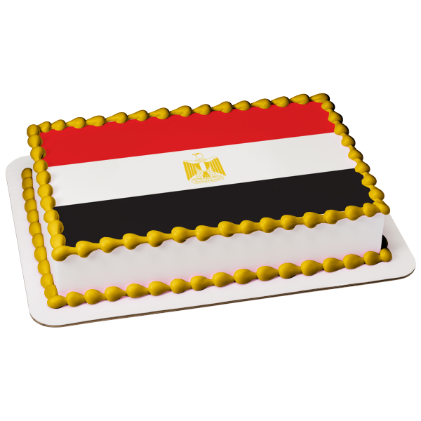 Flag of Egypt Red White Black Horizontal Stripes Egyptian Eagle of Saladin Edible Cake Topper Image ABPID13274