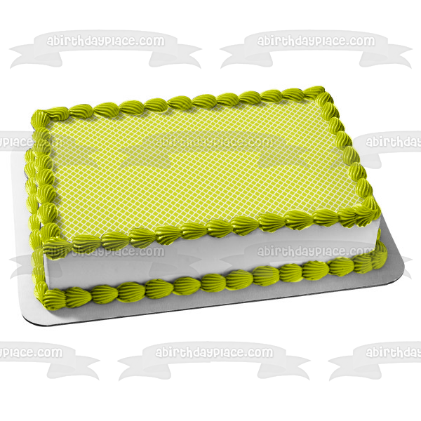 Yellow and White Diamond Pattern Edible Cake Topper Image ABPID13277