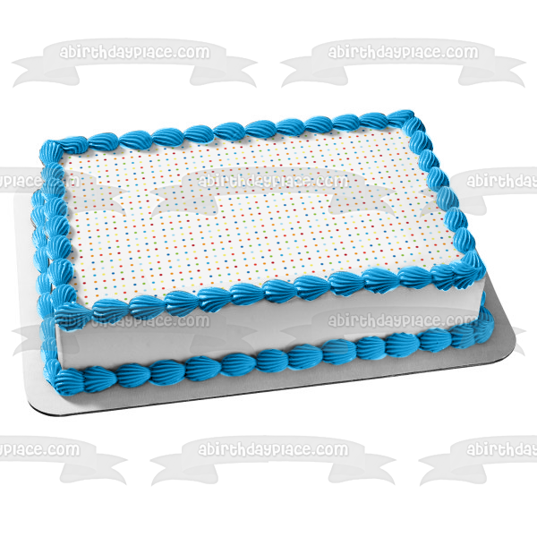 Adorno comestible para tarta con lunares, rojo, naranja, azul, amarillo y verde, imagen ABPID13281 