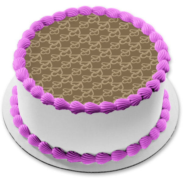 Tan and Brown Pattern Background Edible Cake Topper Image ABPID13172