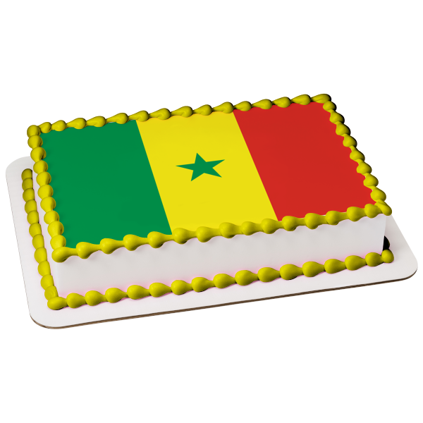 Bandera de Senegal, color verde, amarillo, bandas rojas, estrella verde, decoración comestible para tarta, imagen ABPID13176 