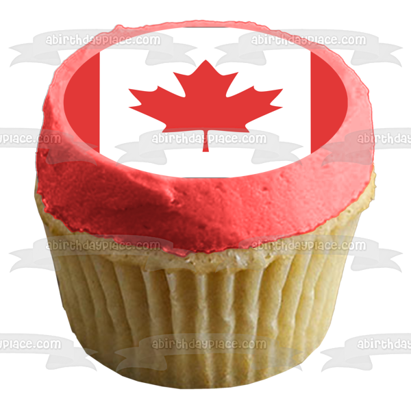 Flag of Canada Red Maple Leaf White Stripe Edible Cake Topper Image ABPID13297