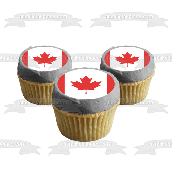 Flag of Canada Red Maple Leaf White Stripe Edible Cake Topper Image ABPID13297