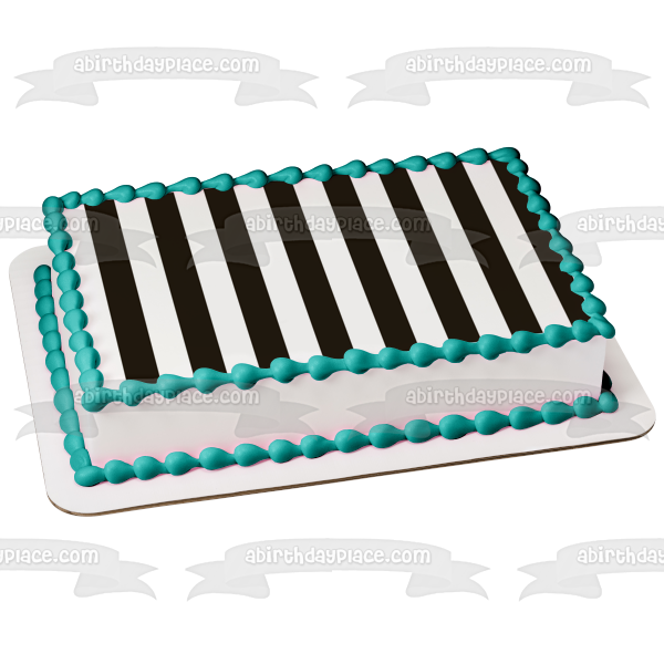 Black and White Stripes Gold Stars Confetti Edible Cake Topper Image A – A  Birthday Place
