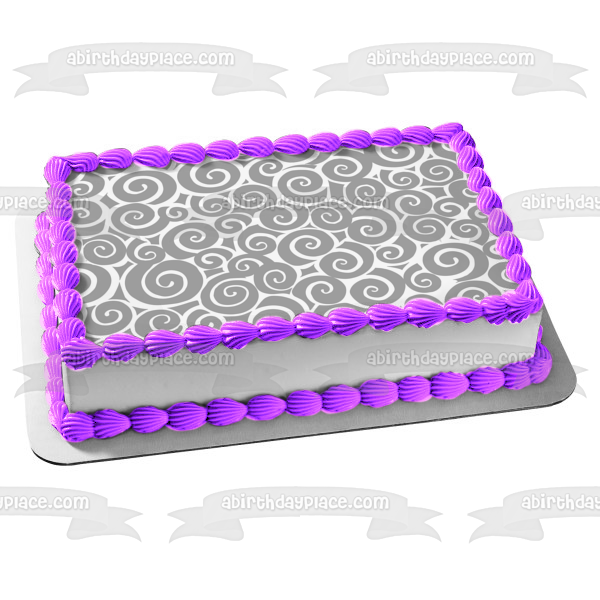 Adorno comestible para tarta con diseño de remolino morado y bollo de canela, imagen ABPID13196 