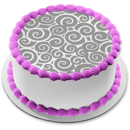 Adorno comestible para tarta con diseño de remolino morado y bollo de canela, imagen ABPID13196 