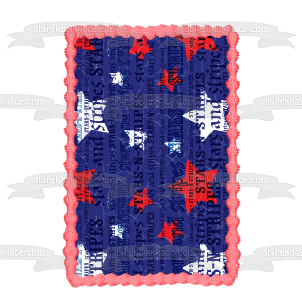 Stars and Stripes Red White Stars Blue Background Edible Cake Topper Image ABPID13310