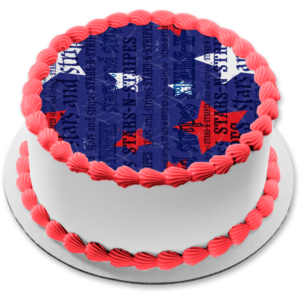 Stars and Stripes Red White Stars Blue Background Edible Cake Topper Image ABPID13310