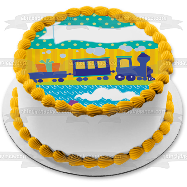 Feliz cumpleaños, dibujos animados, avión, trenes, barcos, presente, decoración comestible para tarta, imagen ABPID13502 