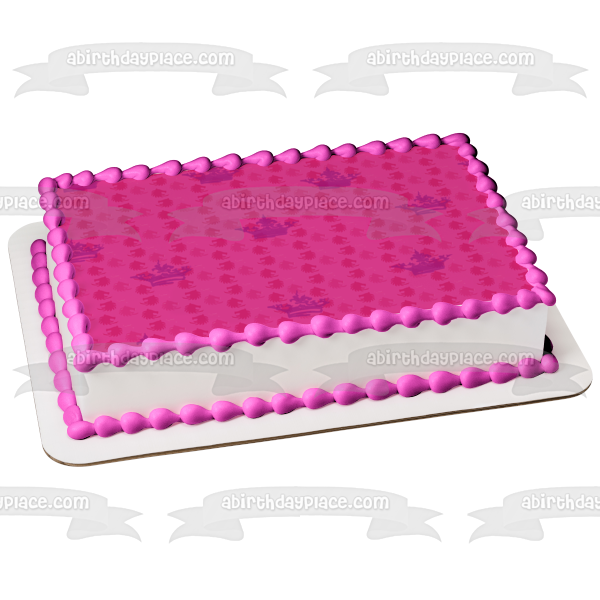 Purple Crowns Pink Background Edible Cake Topper Image ABPID13311