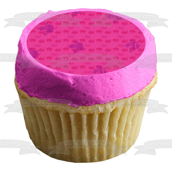 Purple Crowns Pink Background Edible Cake Topper Image ABPID13311