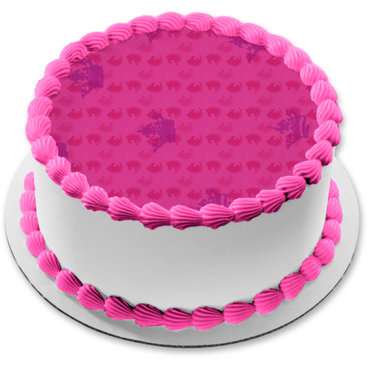 Purple Crowns Pink Background Edible Cake Topper Image ABPID13311